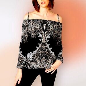 INC International Concepts Long Sleeve Off the Shoulder Top Size Medium